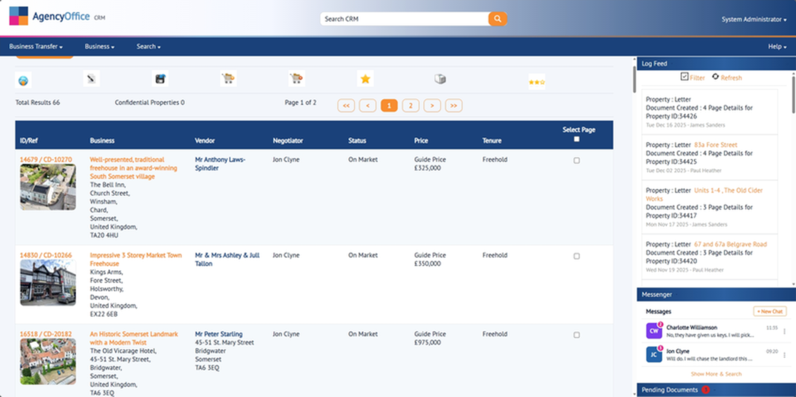 Agency Office property list overview